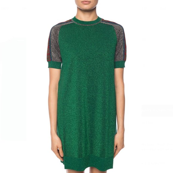 Gucci Metallic T-shirt Dress in Green NEW WITH TAGS - Picture 4 of 13